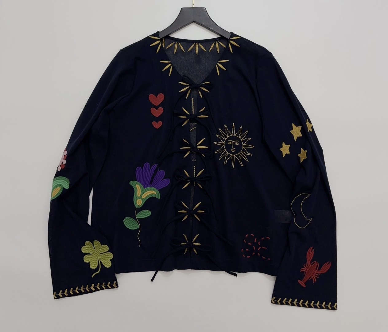 Sissel Edelbo Sophie Embroidered Floral Heart Tie-Front Top