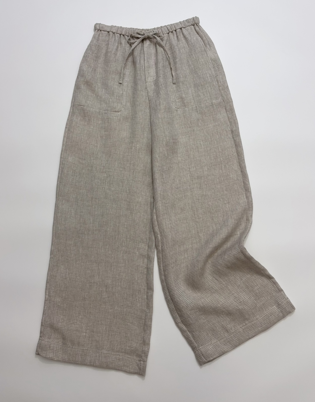 Frankie Shop Linen Solid Color Elastic Waist Straight Wide-Leg Trousers