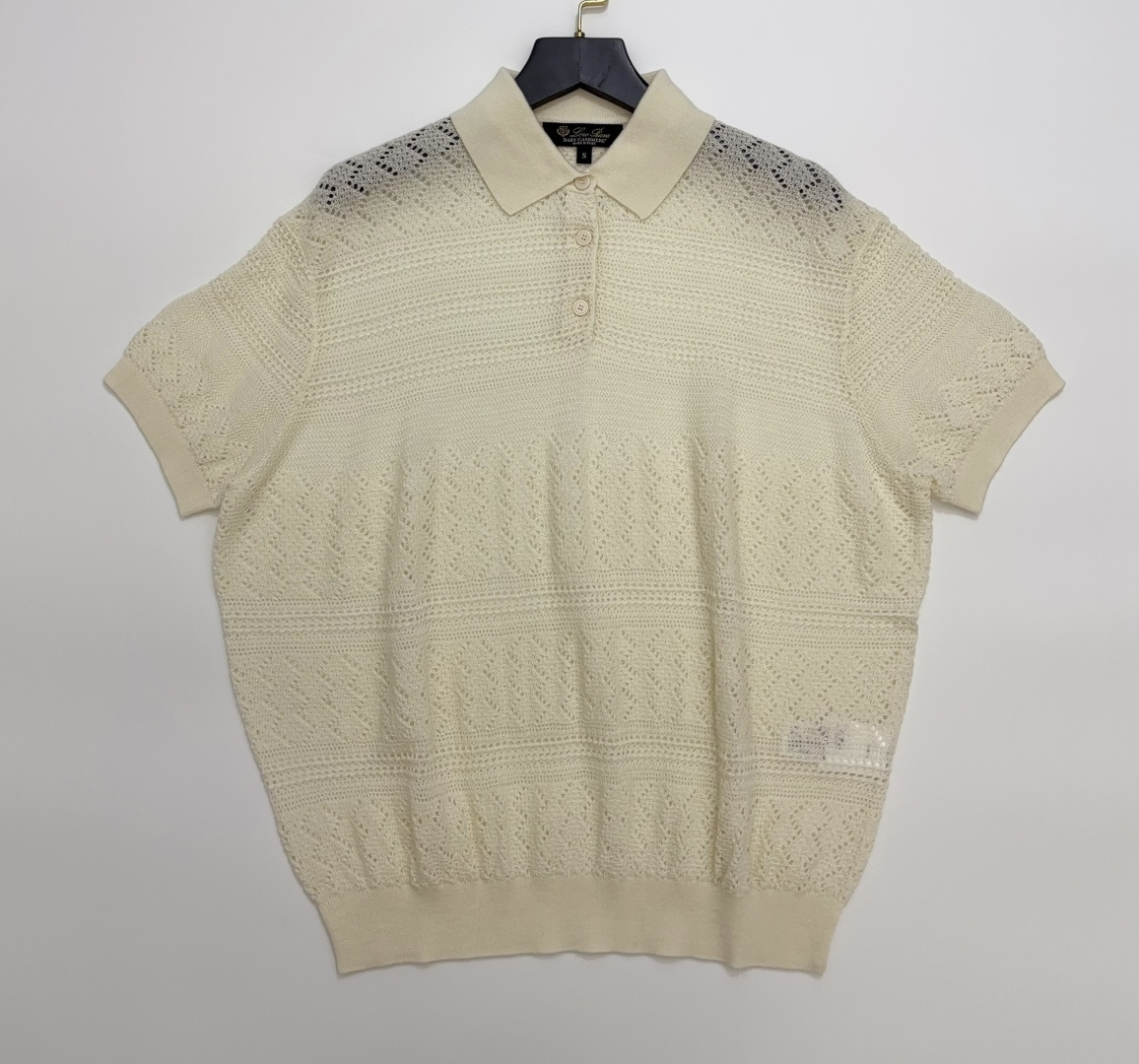 Loro Piana Women's Wool Silk Hollow Knit Short Sleeve Sweater