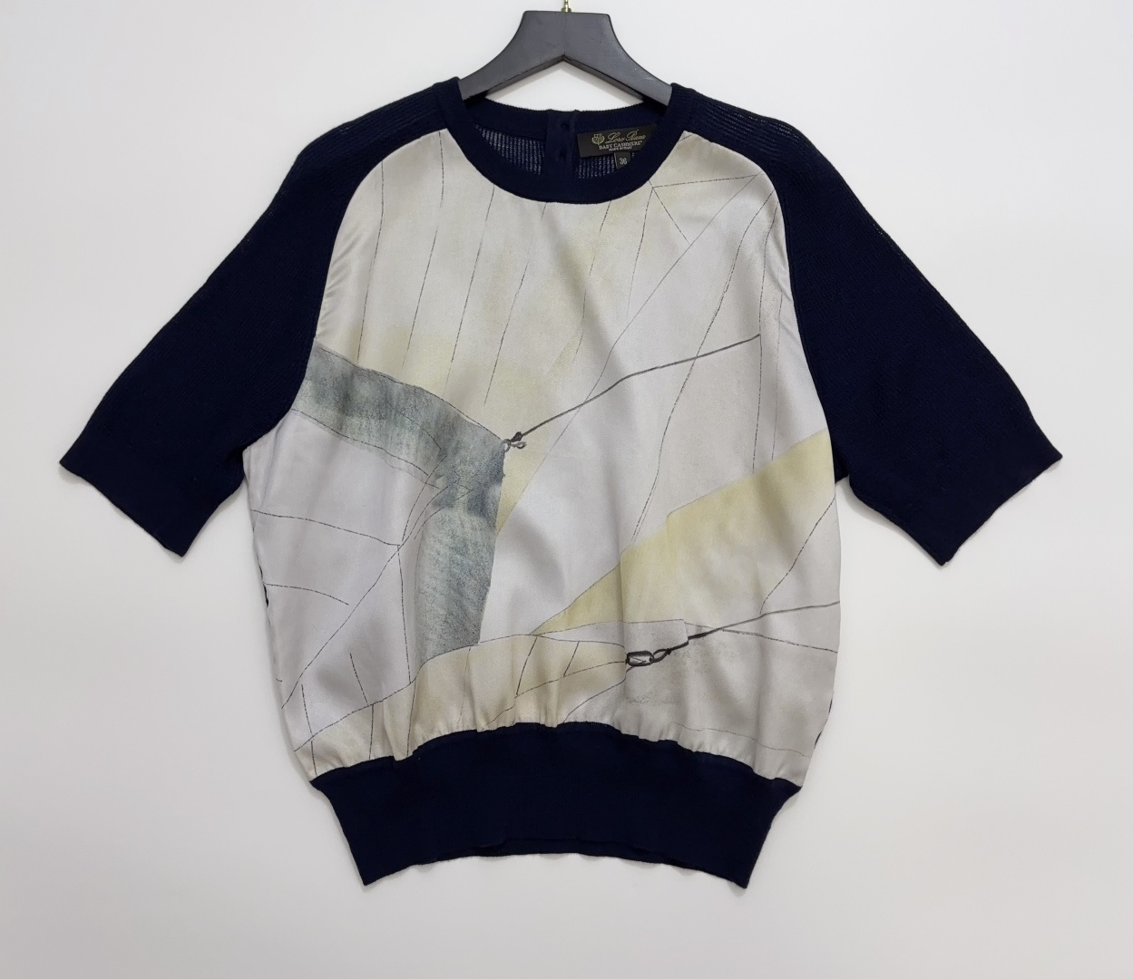 Loro Piana Women's Silk Print Short Sleeve Knit Top