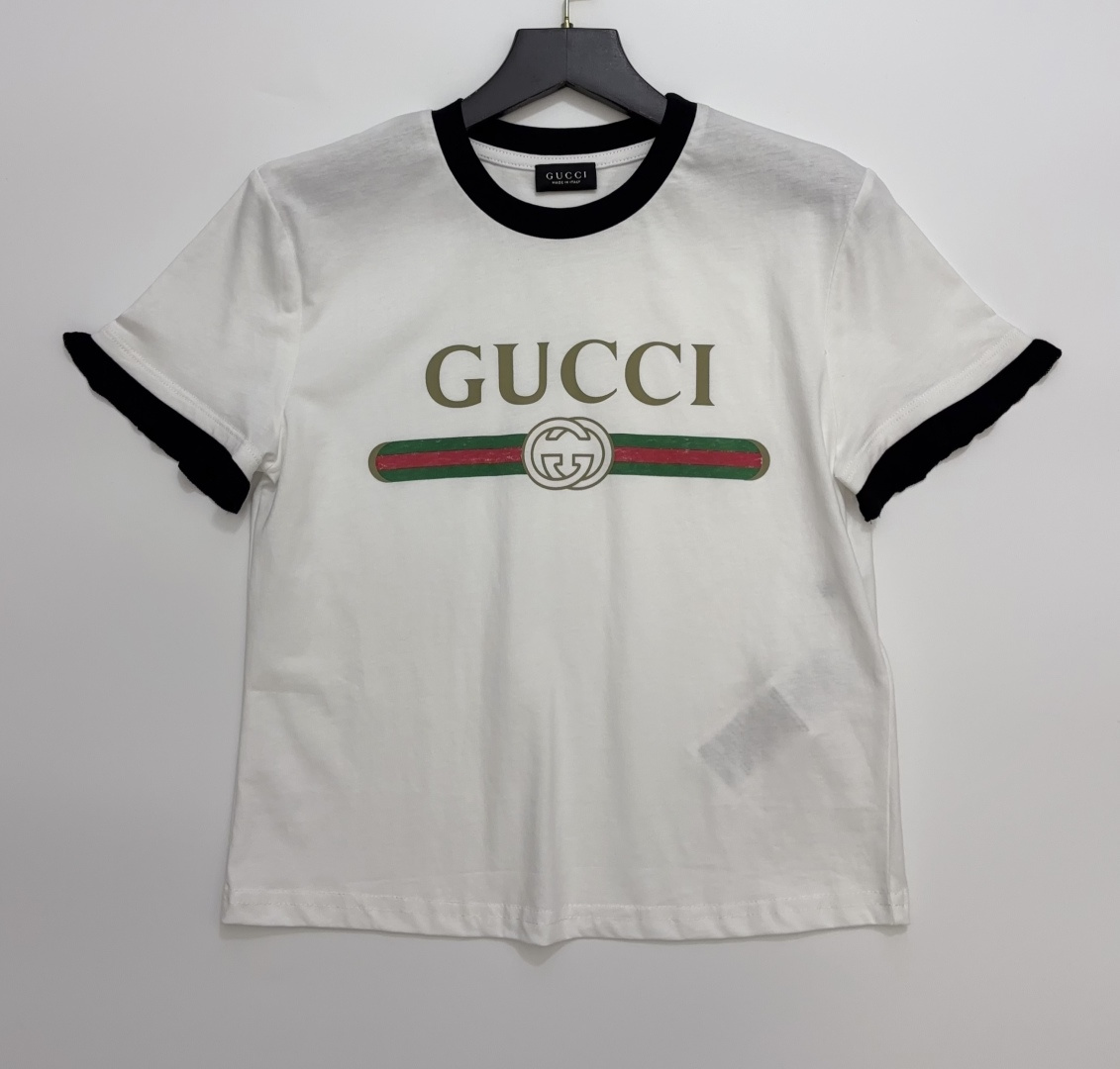 Gucci Solid Color GG Logo Cotton Short Sleeve Crewneck T-Shirt