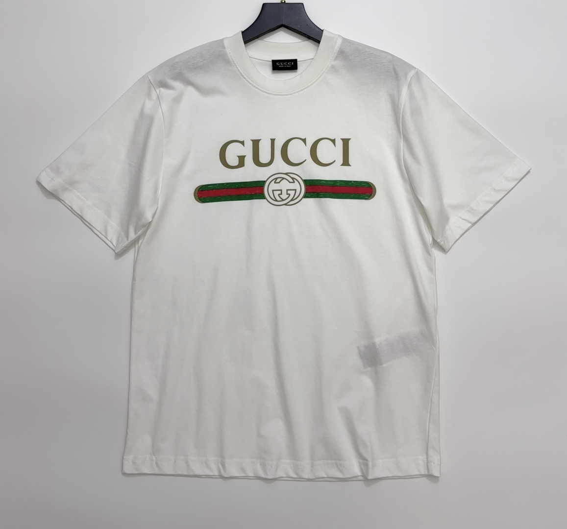 Gucci 2026 Spring/Summer Classic Double Button Letter Print Crewneck Short Sleeve T-Shirt