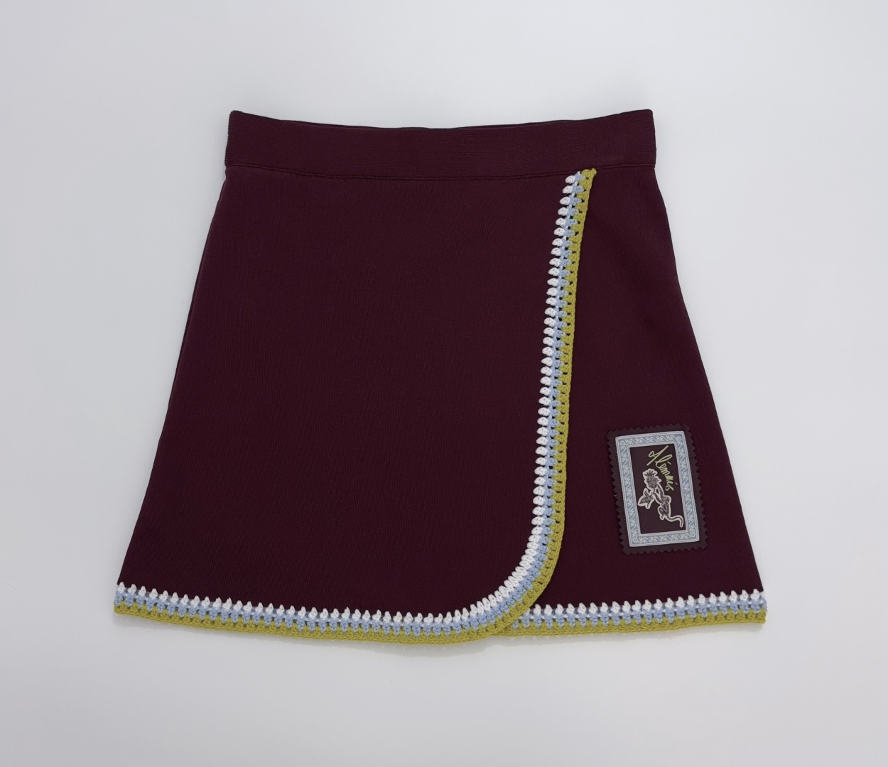 Alémais Crochet Trim Colorblock Knit Mini Skirt
