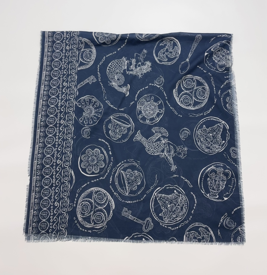 Alémais Lucky Koi Print Cotton Silk Square Scarf