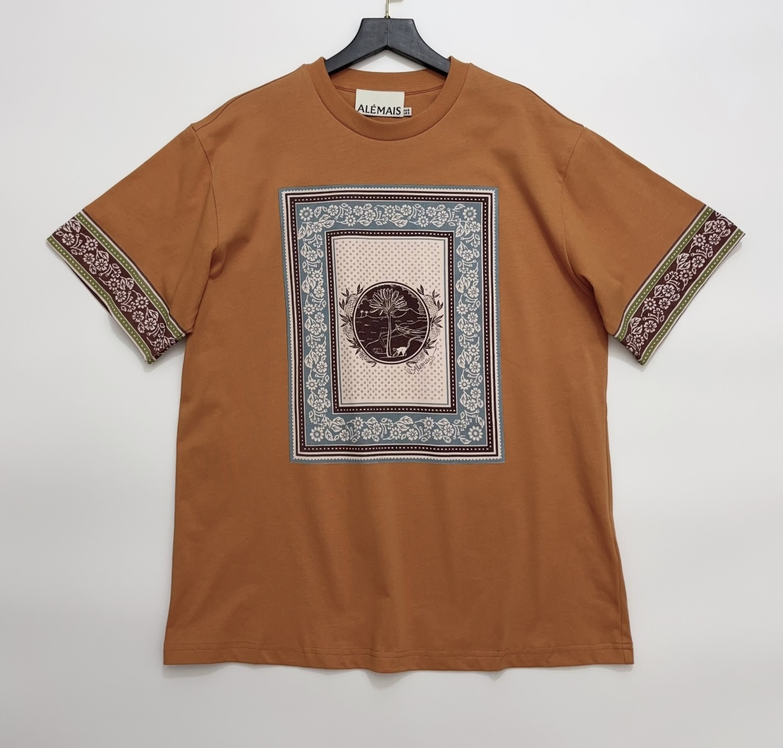 Alémais Cotton Albert Print Casual Versatile Short Sleeve T-Shirt