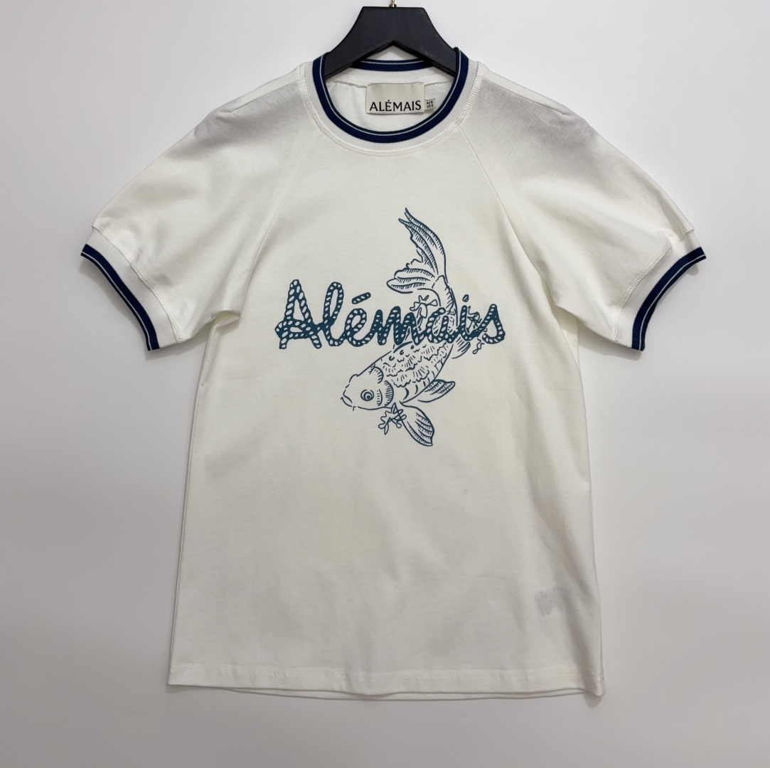 Alémais Cotton White Lucky Koi Print T-Shirt