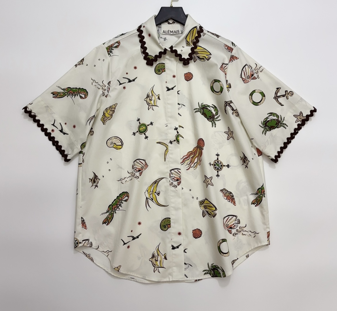 Alémais Ocean Print Relaxed Short Sleeve Shirt