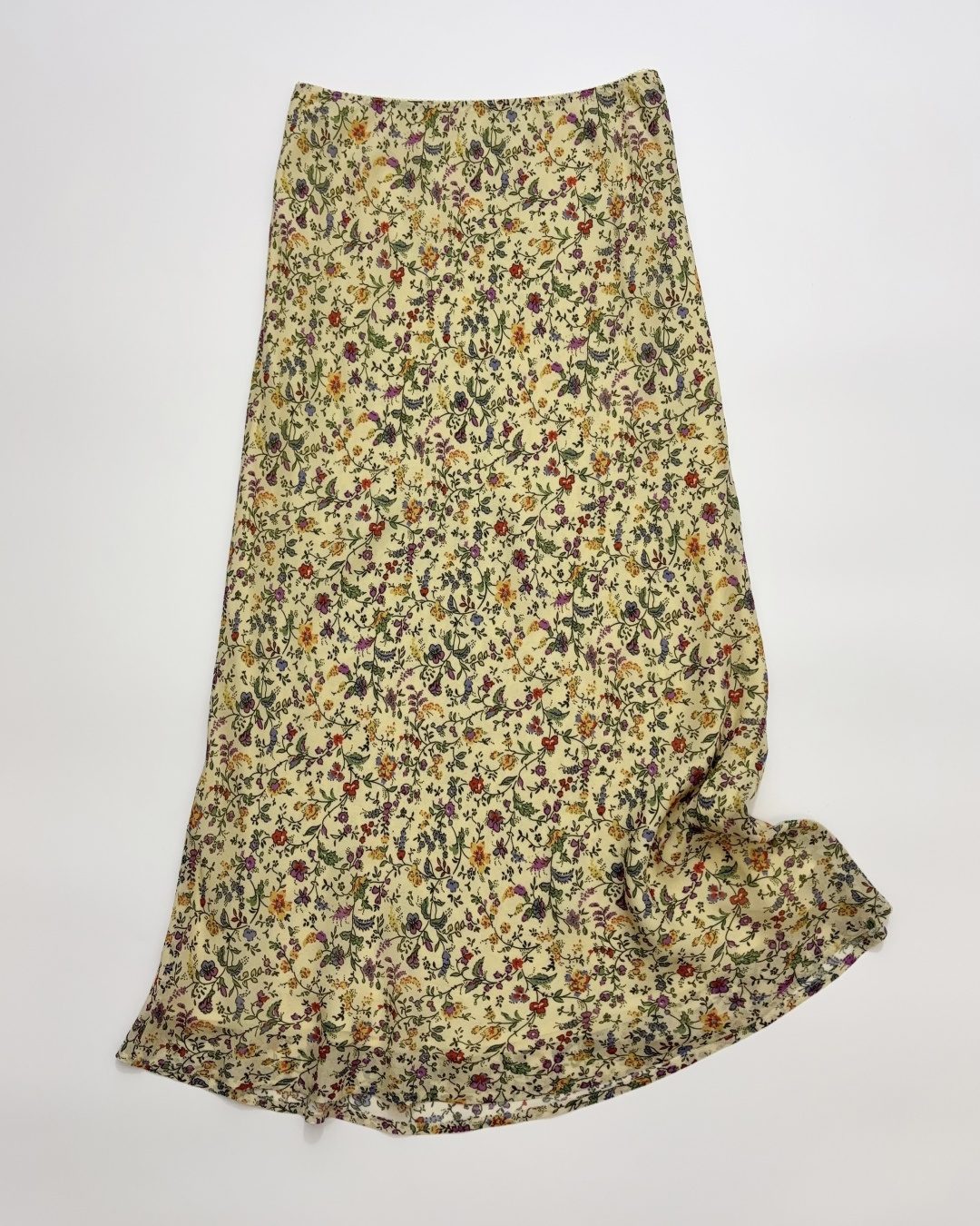 Rixo Vintage Floral High-Waist Silky Drape Long Skirt