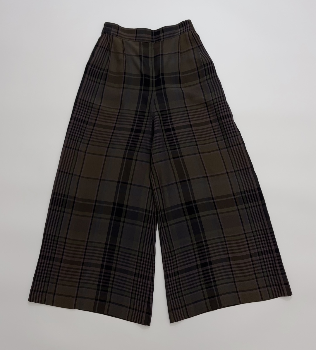 Cortana Loose Plaid Wide-Leg Casual Trousers
