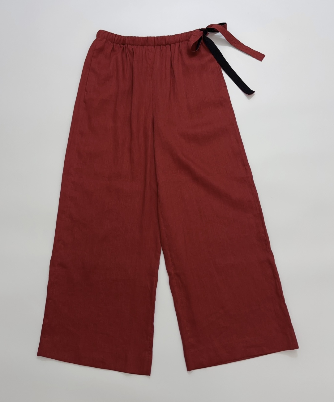 Carven Relaxed Wide-Leg Linen Casual Trousers with Side Drawstring