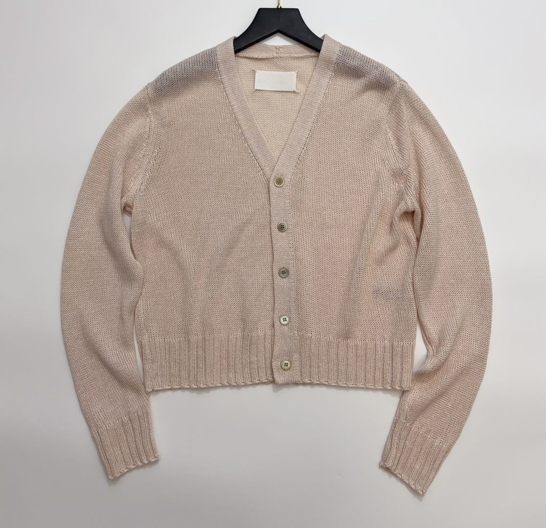 MM6 Maison Margiela Women's 26 Spring/Summer Linen V-neck Knit Cardigan
