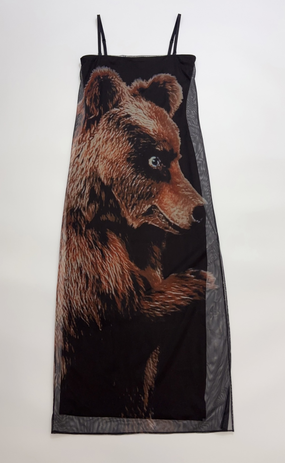 Acne Studios Brown Bear Print Slit Cami Dress