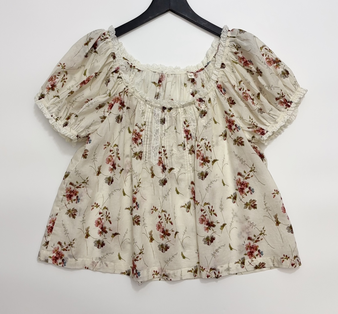 Dôen Frederica 100% Organic Cotton Voile French Pastoral Floral Lace Top