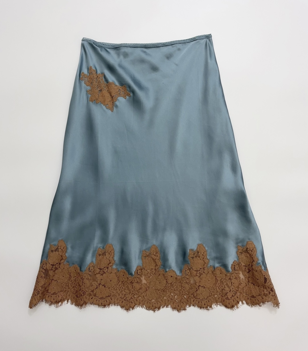Dôen Elowette Lace Paneled Silk Elegant Midi Skirt