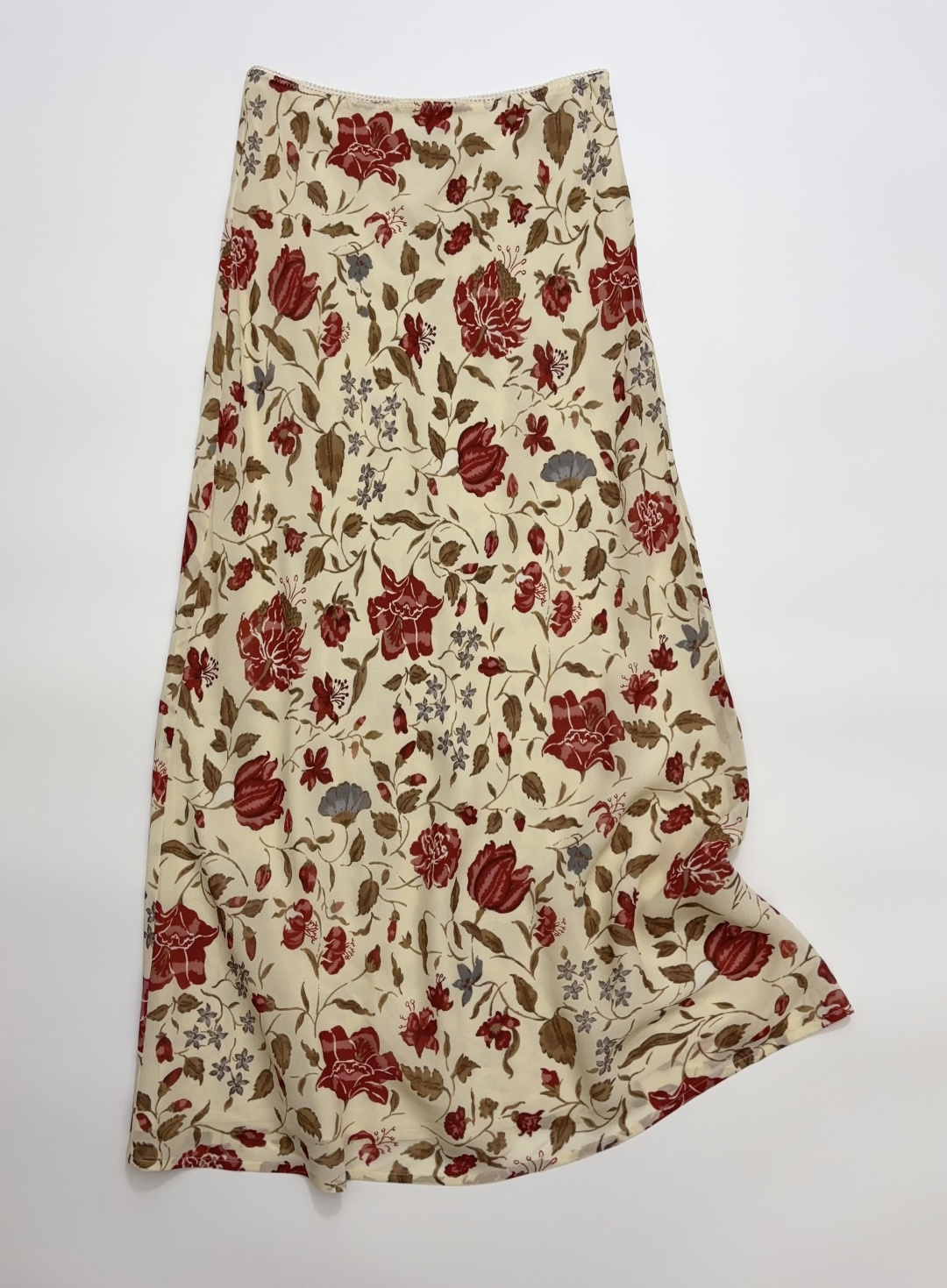Reformation Vintage Red Floral Slim Long Skirt