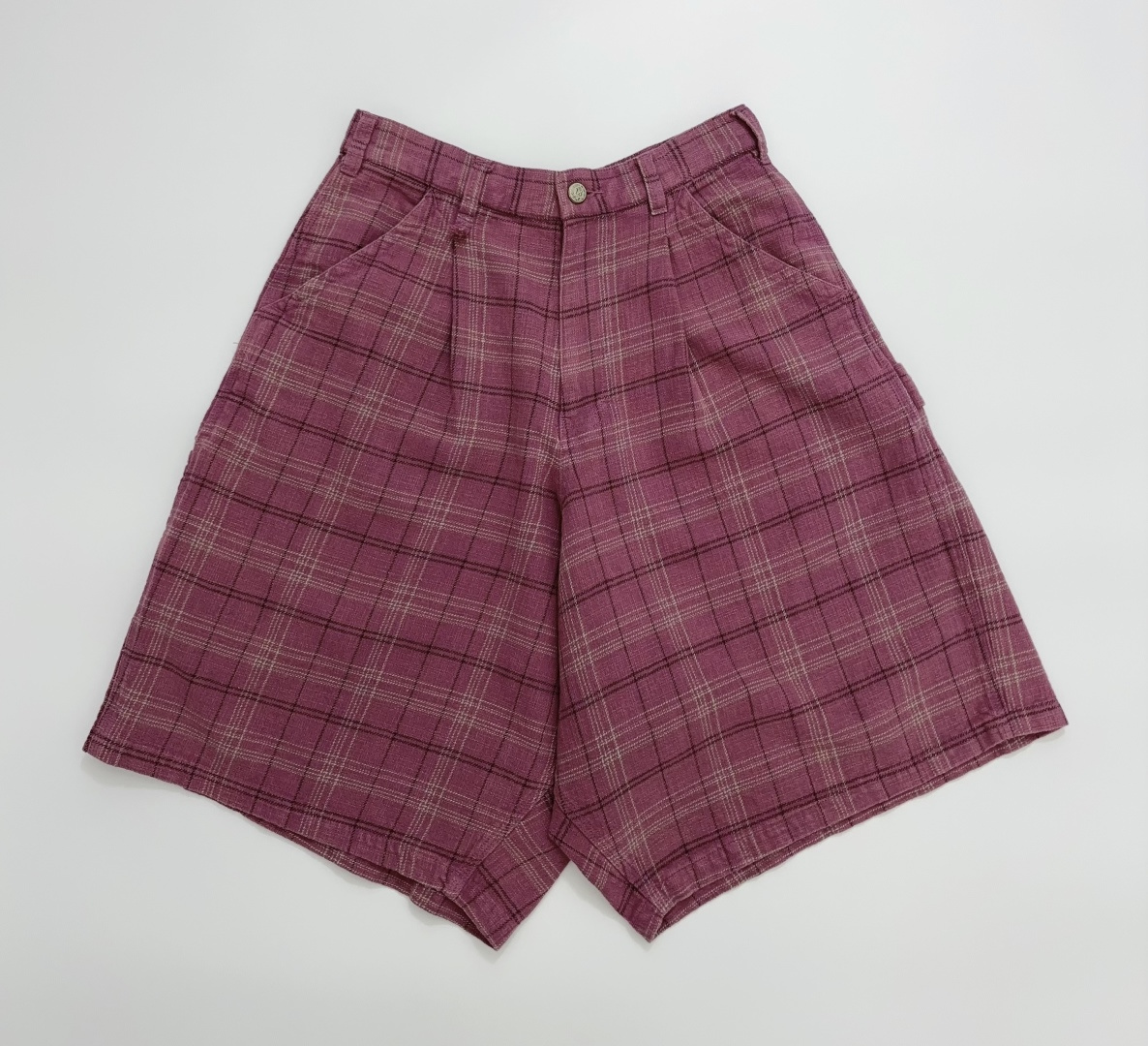 R13 Plaid Relaxed Straight Leg Bermuda Shorts
