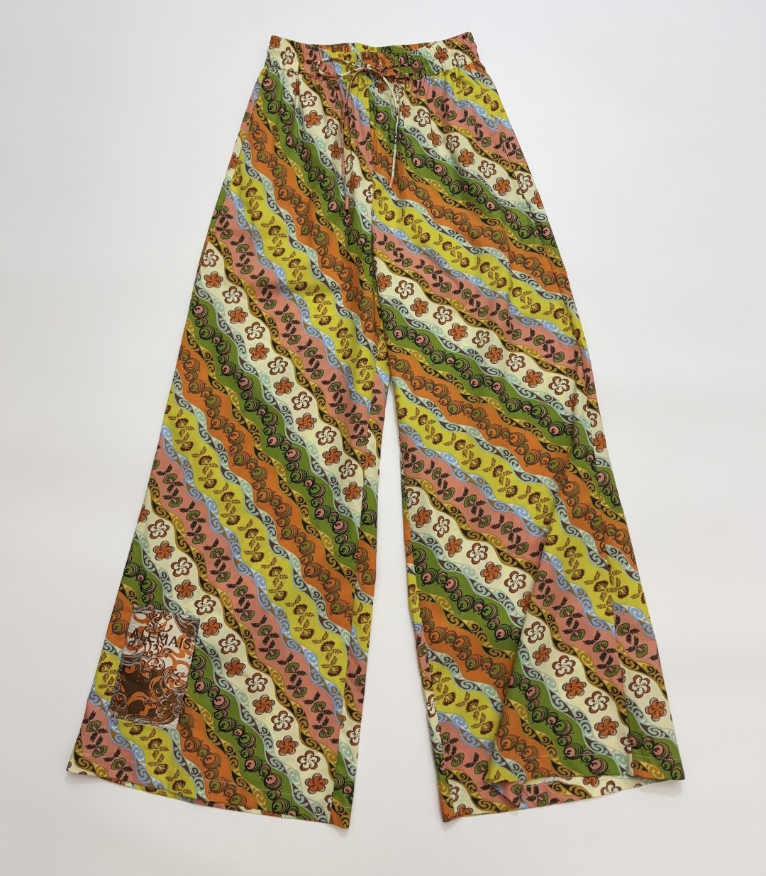 Alémais Wavy Print Loose High-Waist Wide-Leg Trousers