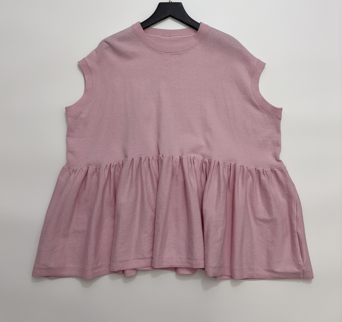 Japanese Style 'R' Letter Cotton Jersey Pleated Doll Shirt T-Shirt Top