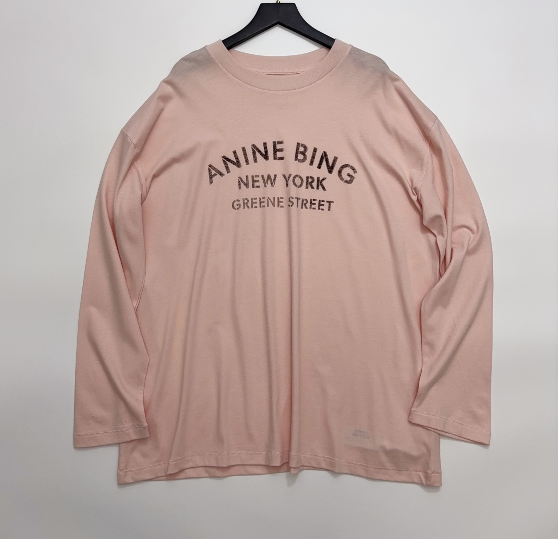 ANINE BING Women's Logo Loose Long Sleeve T-Shirt City Series