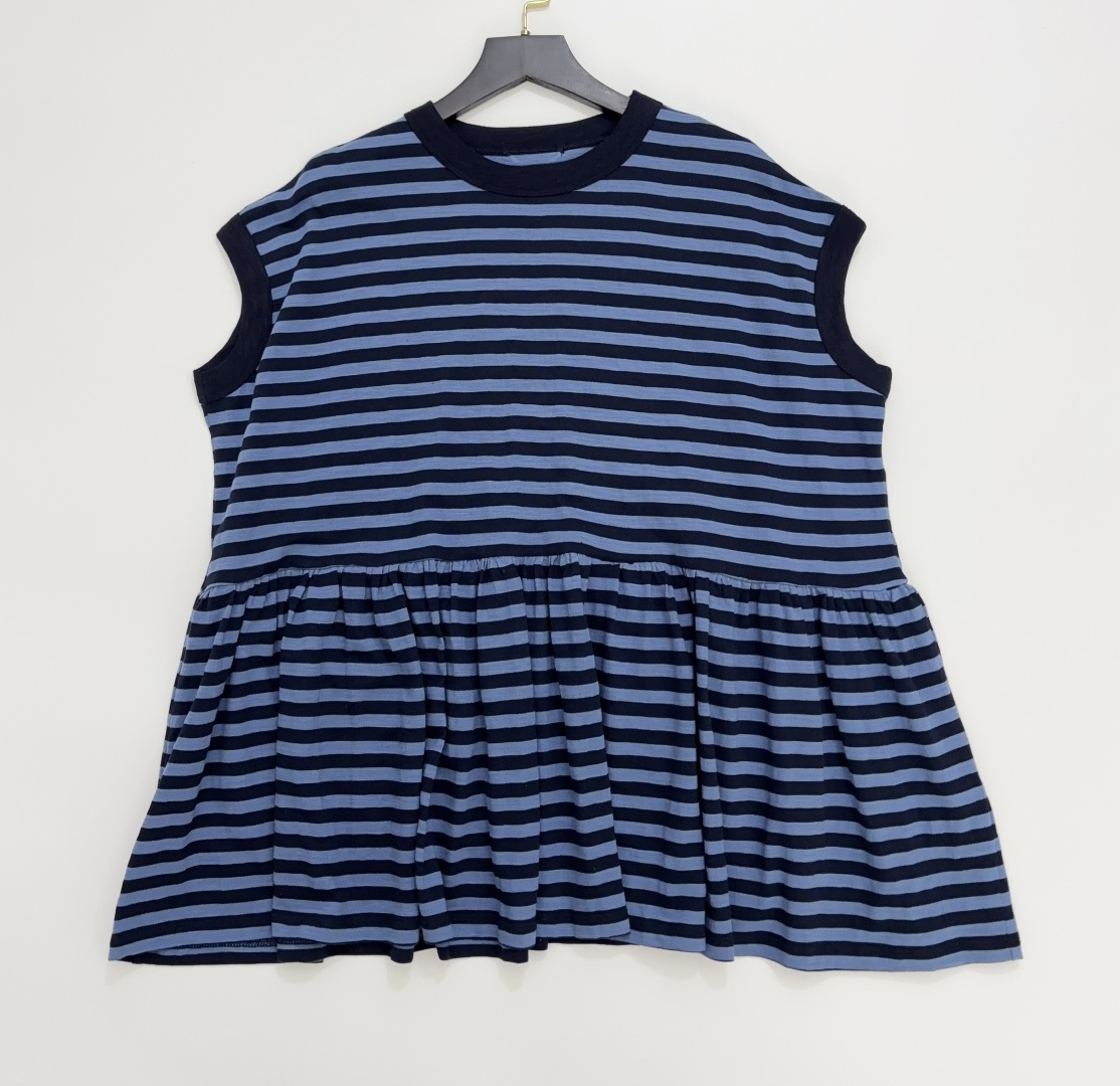 Japanese-Inspired Striped Patchwork T-Shirt