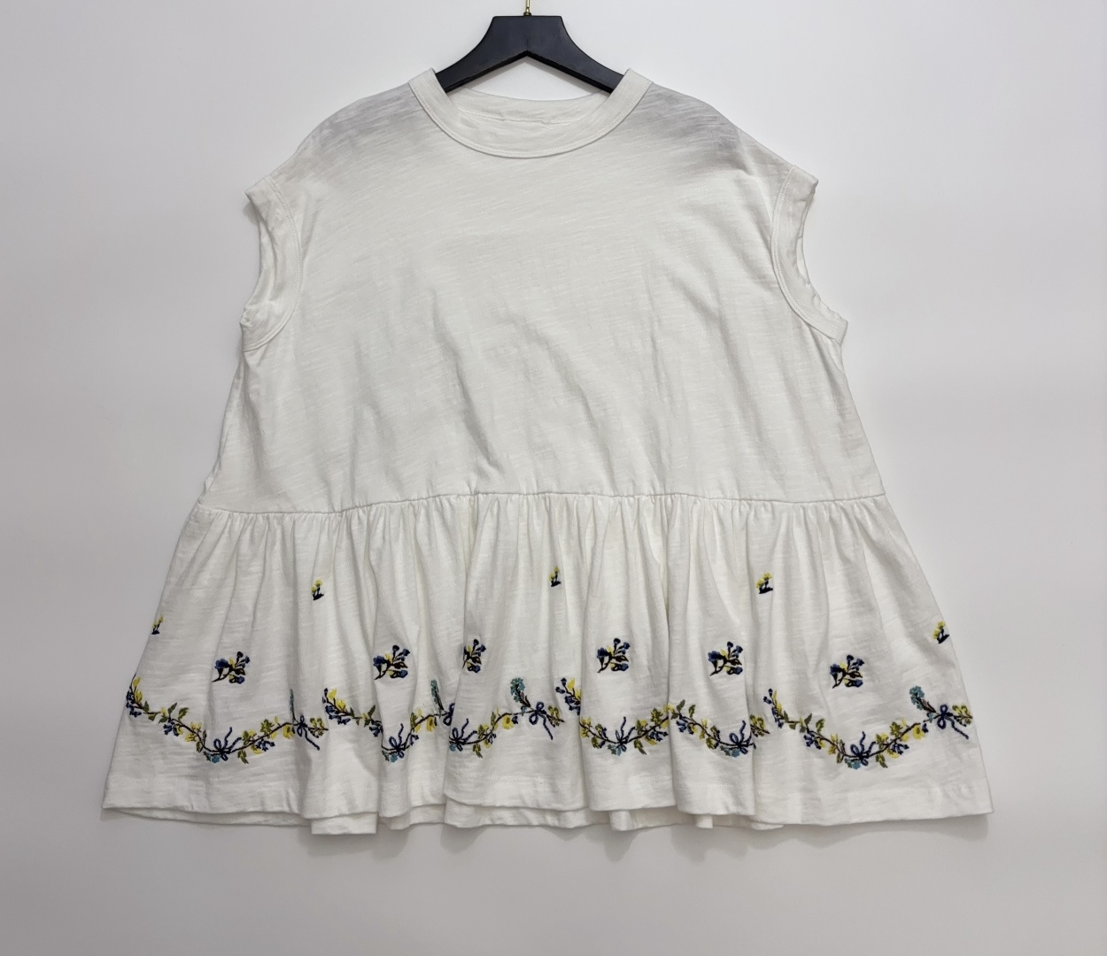 Japanese Style Floral Embroidery Patchwork Relaxed Top