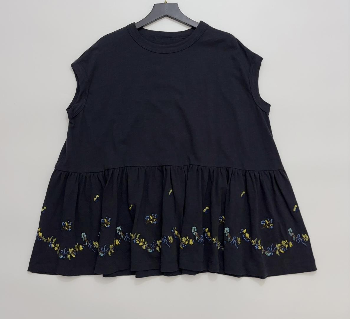 Japanese Style Floral Embroidery Patchwork Relaxed Top