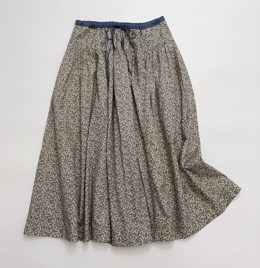 Floral Elastic Waist Midi Skirt