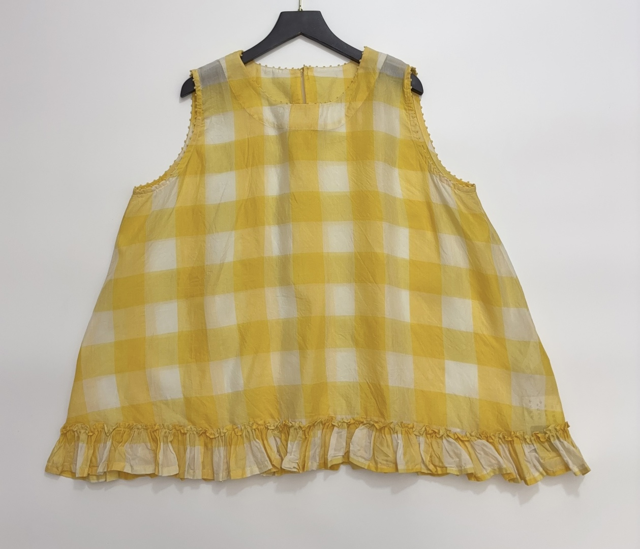 Japanese Indian Cotton Ruffled Plaid Vest