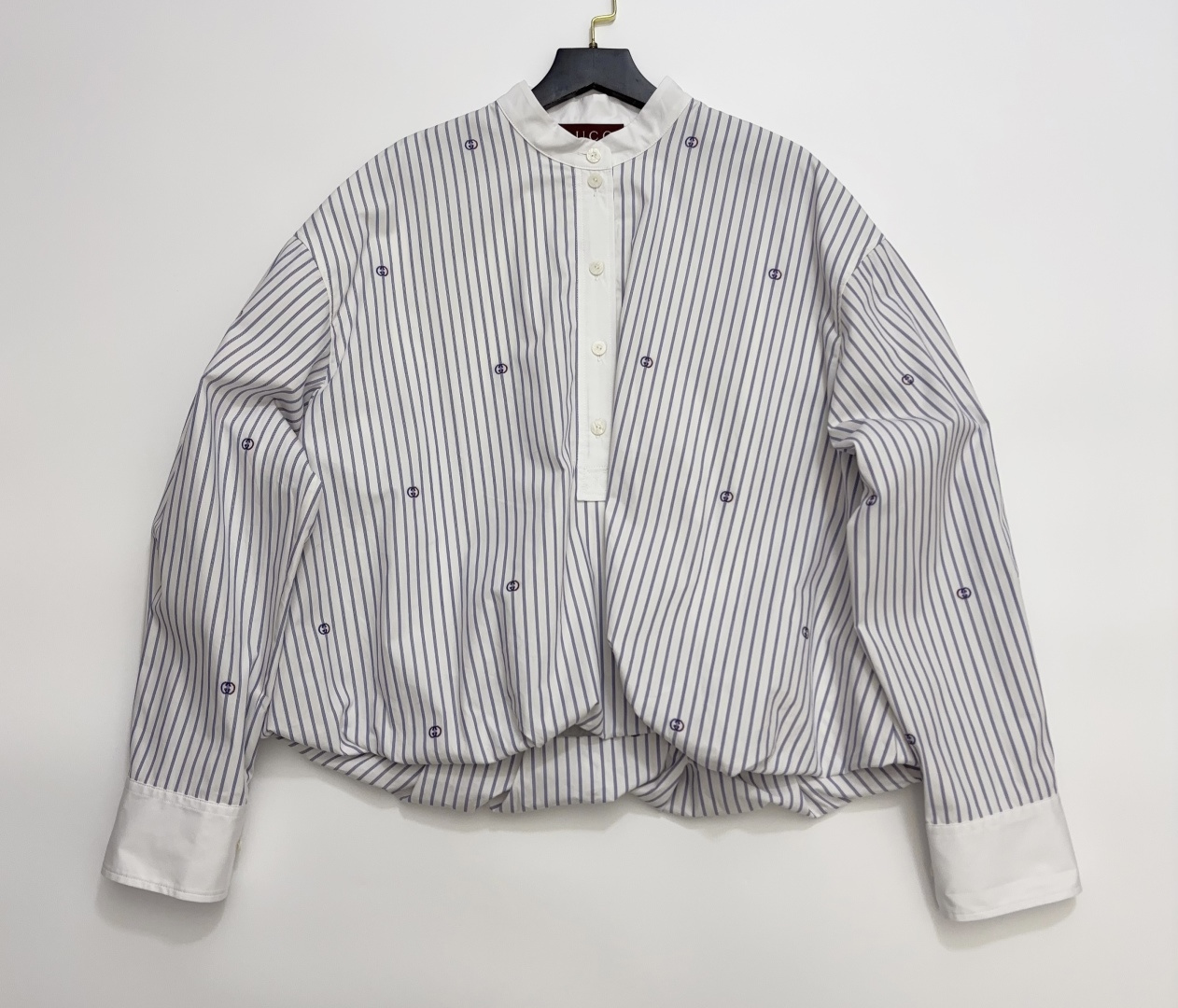 GUCCI Fine Striped Cotton Long Sleeve Shirt