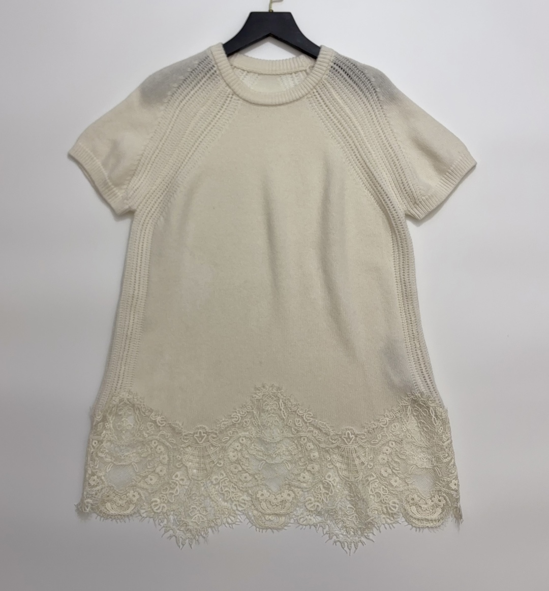 Ermanno Scervino Lace Trim Knit Short Sleeve Top