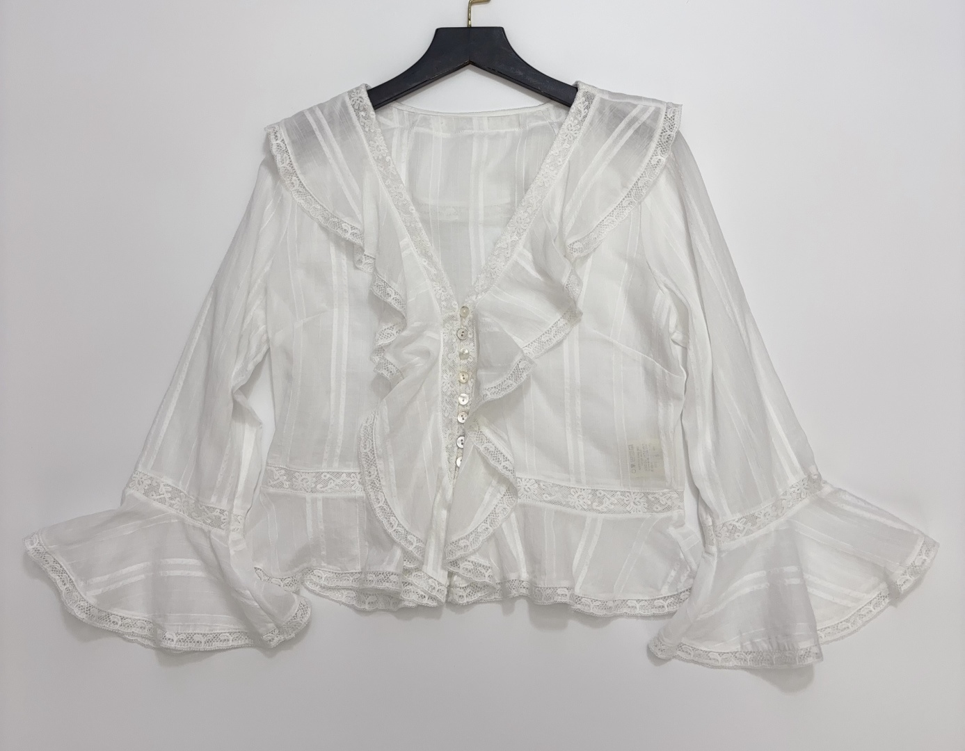 LoveShackFancy Ruffled Short French Flared Sleeve Top