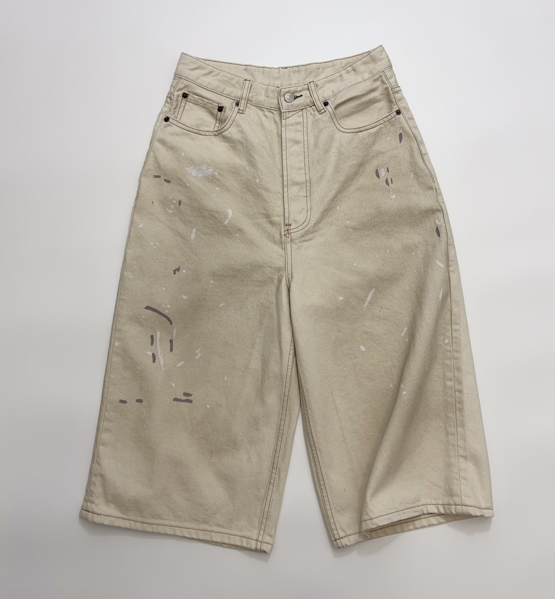 Acne Studios Acne Apricot Splatter Print Distressed Wide-Leg Jeans