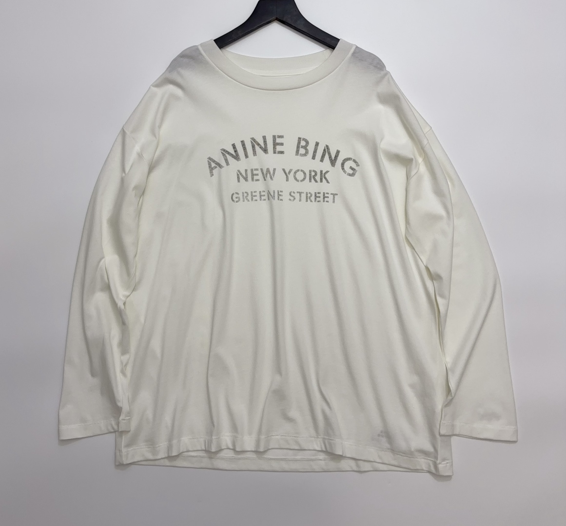 ANINE BING Women's Logo Loose Long Sleeve T-Shirt City Series