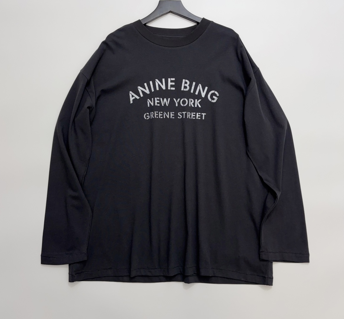 ANINE BING Women's Logo Loose Long Sleeve T-Shirt City Series