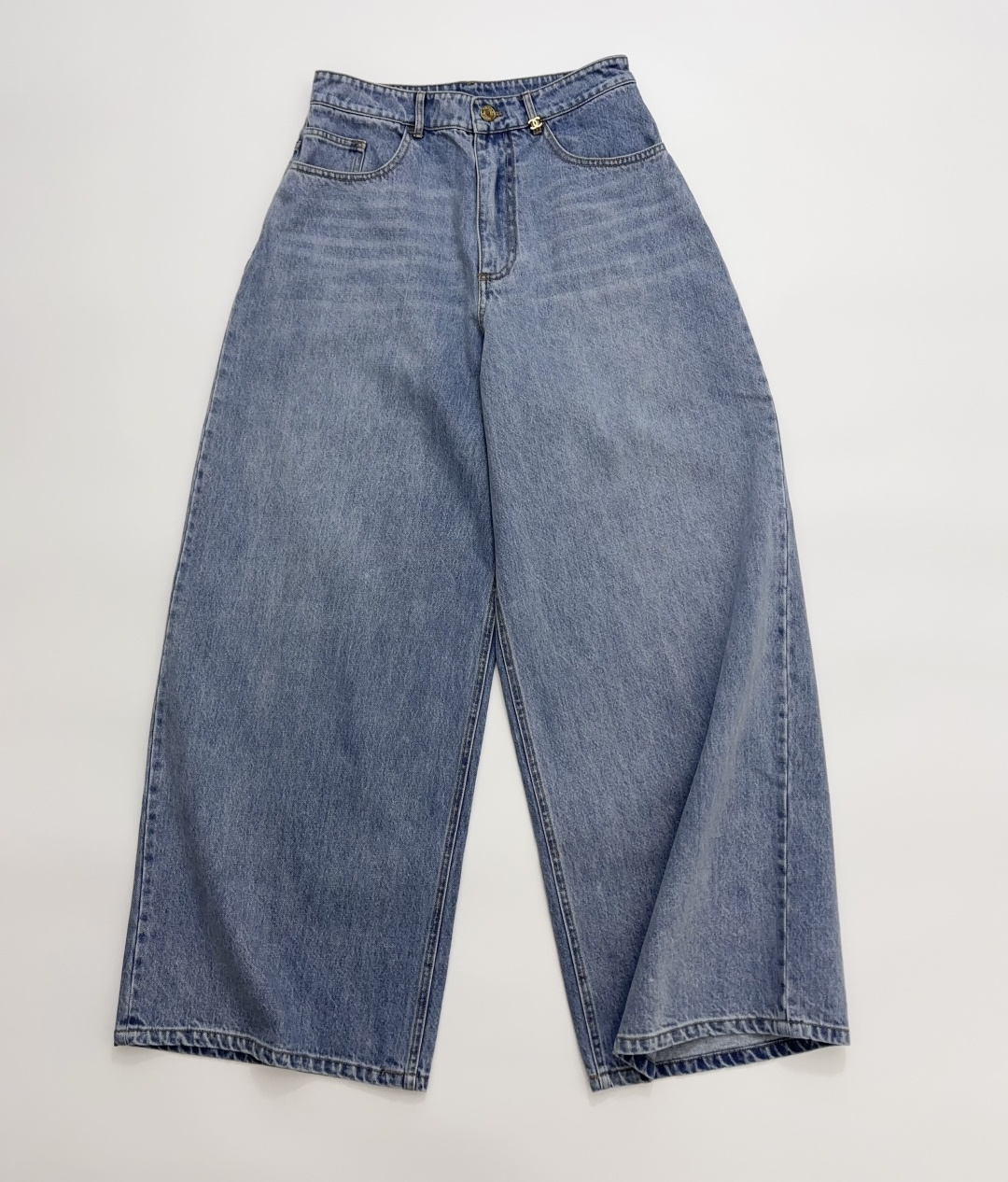 High-Waist Loose Wide-Leg Denim Jeans Casual Trousers