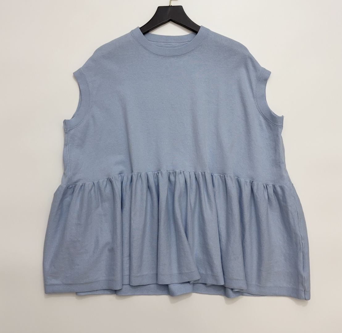 Japanese Style 'R' Letter Cotton Jersey Pleated Doll Shirt T-Shirt Top