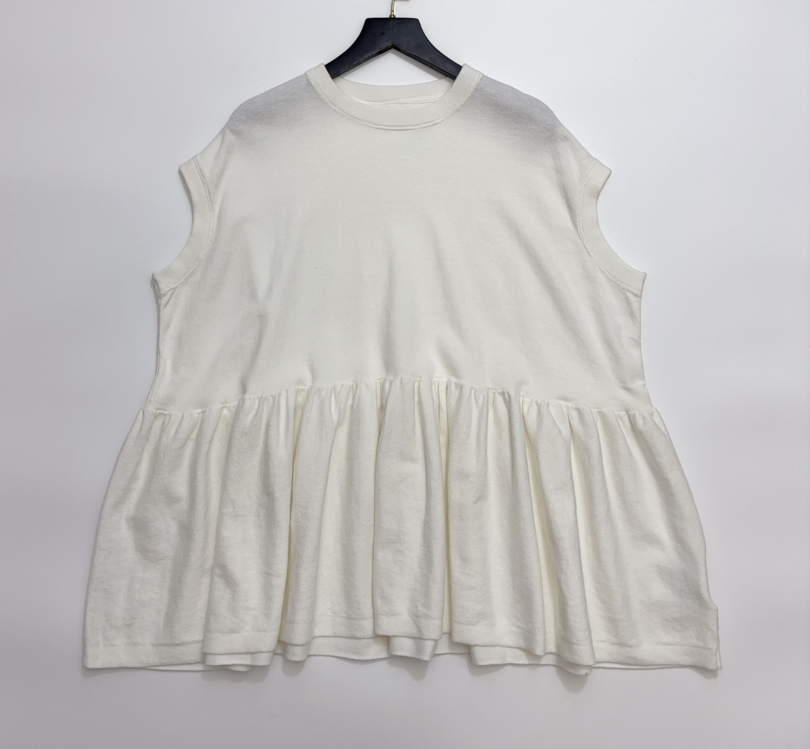 Japanese Style 'R' Letter Cotton Jersey Pleated Doll Shirt T-Shirt Top