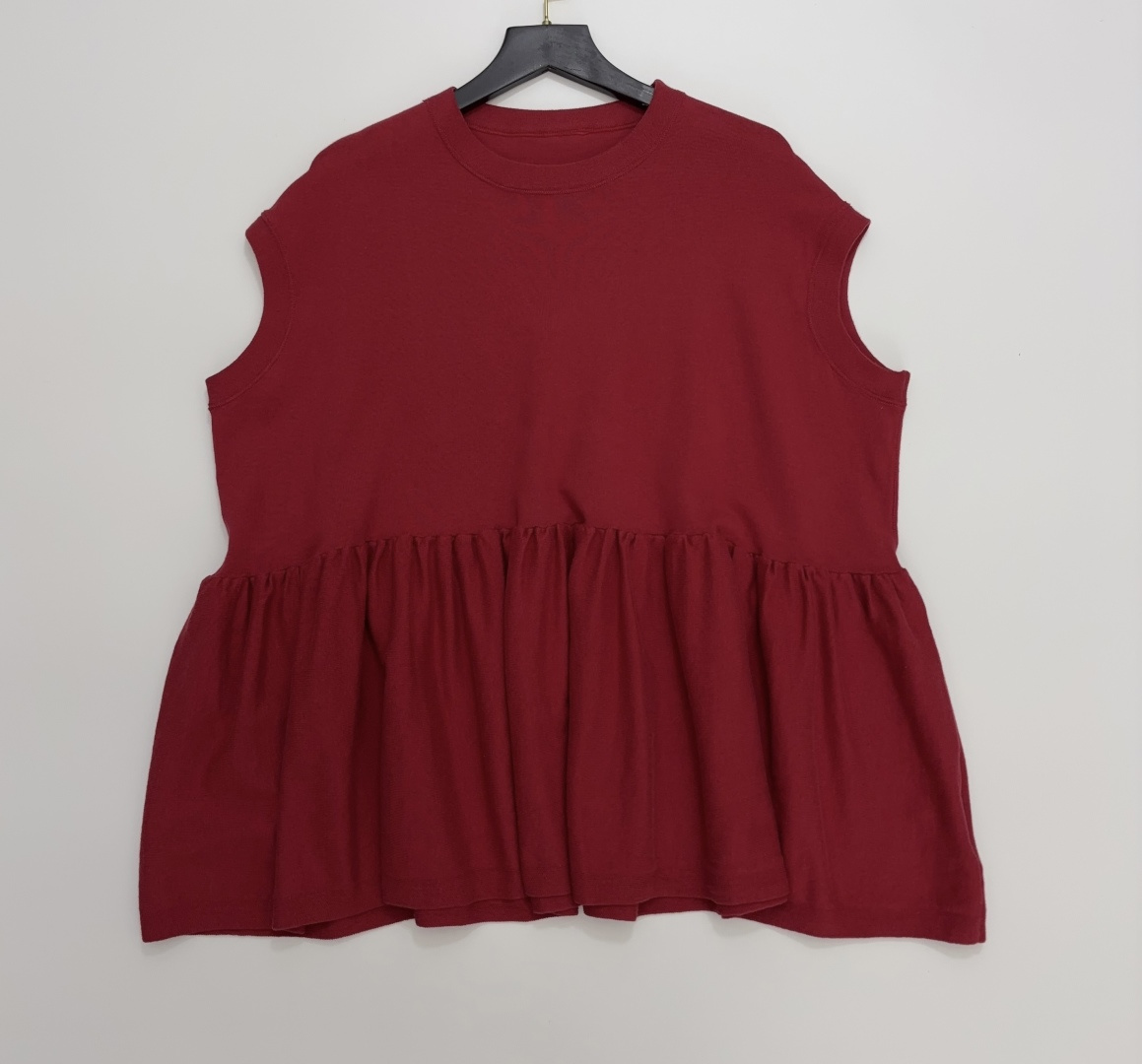 Japanese Style 'R' Letter Cotton Jersey Pleated Doll Shirt T-Shirt Top