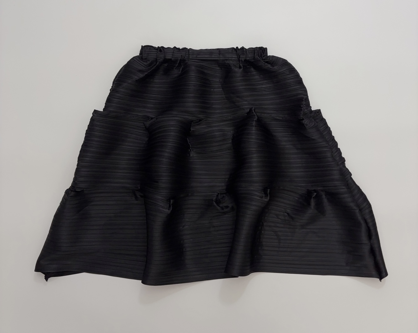 Pleated Fabric Tiered Pinch-Pleat Hollow Mid-Length High-Waist Skirt