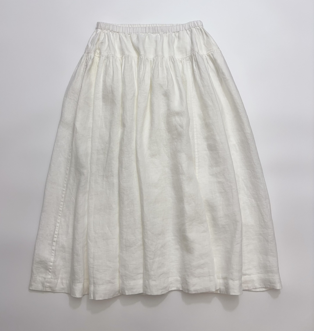 Japanese Cut-Label Berry-Toned Garment Plant-Dyed Dewdrop Linen Drawstring Skirt