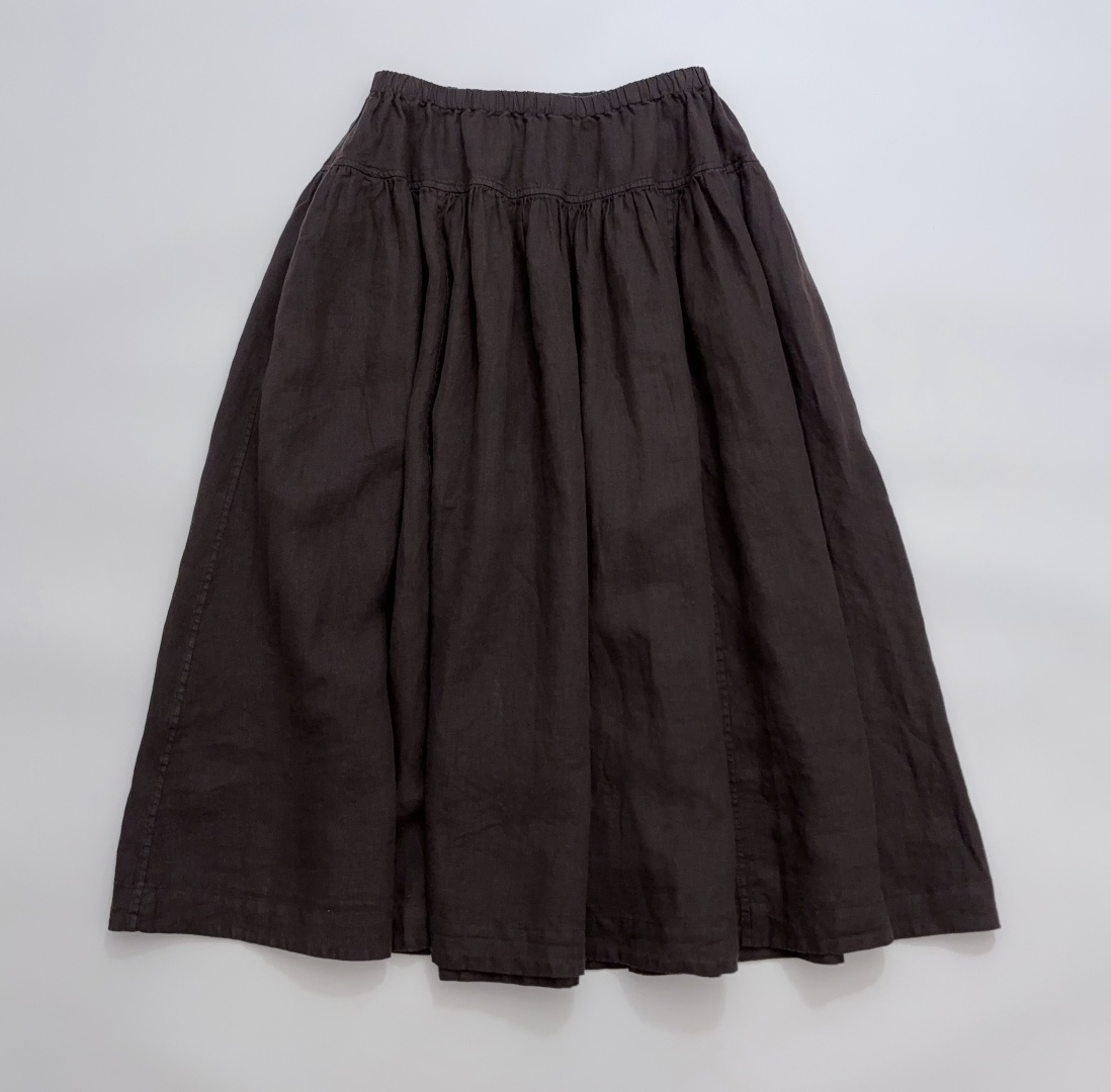 Japanese Cut-Label Berry-Toned Garment Plant-Dyed Dewdrop Linen Drawstring Skirt