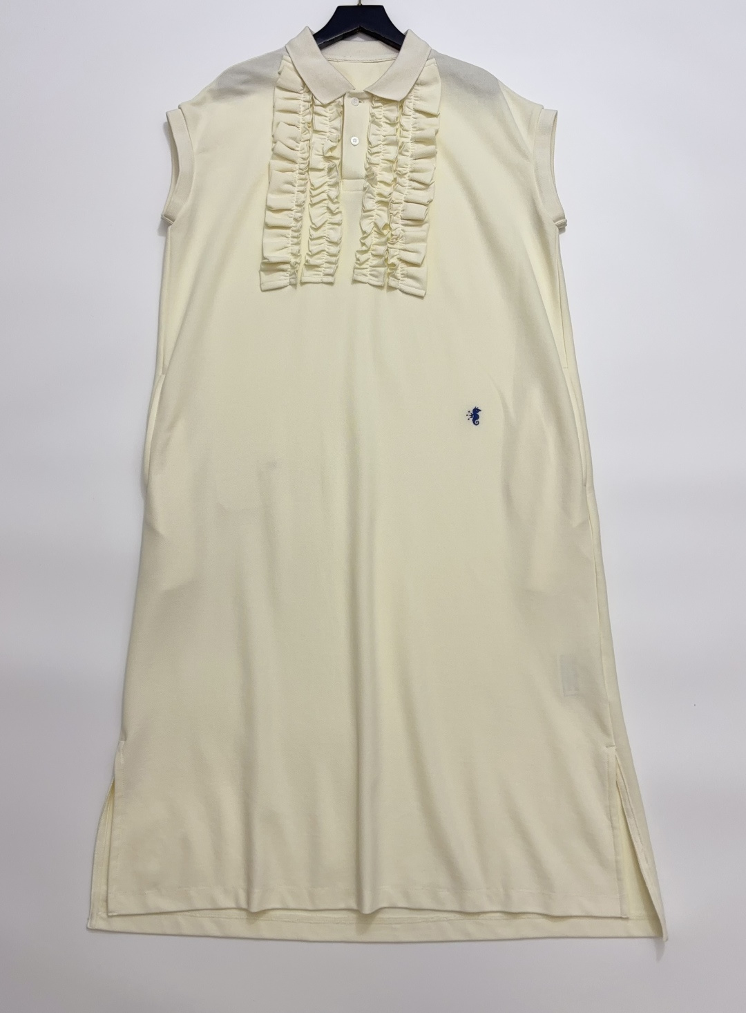 Japanese Style Breathable Piqué Ruffle-Trim Polo Long Dress