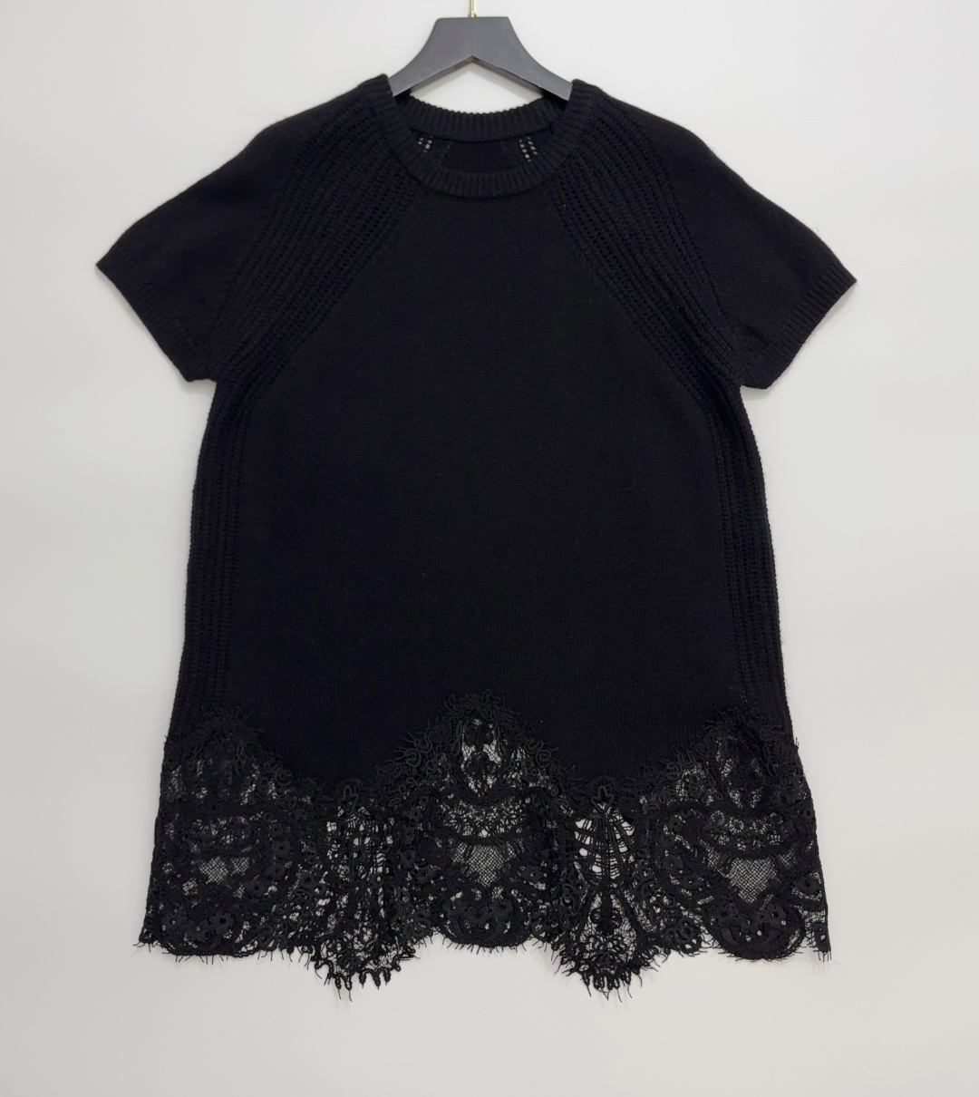 Ermanno Scervino Lace-Trim Knit Short Sleeve Top