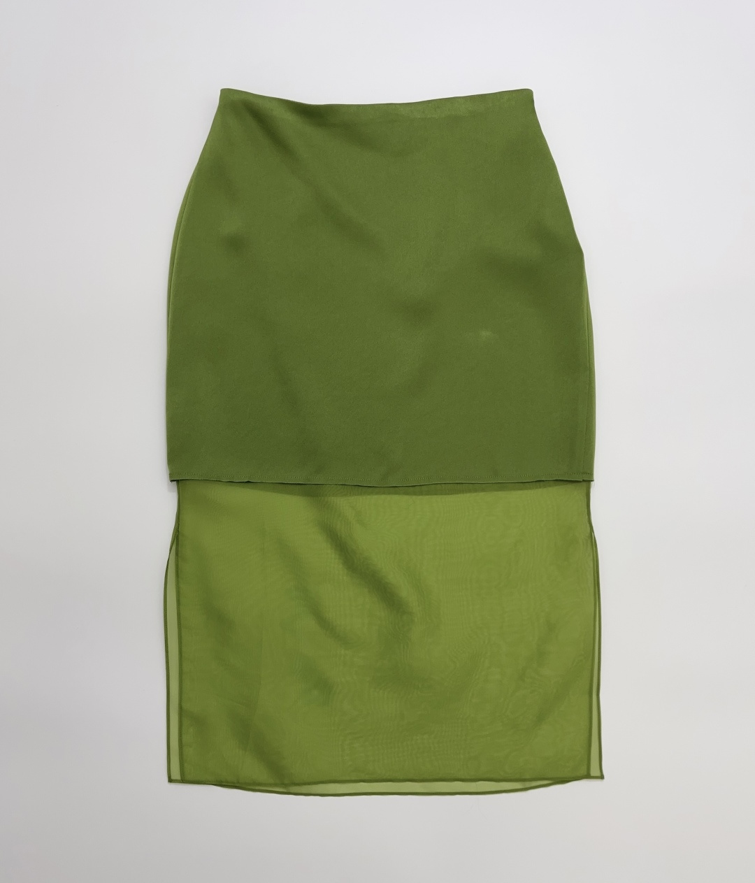 Khaite Paneled Double-Layer Faux Two-Piece Acetate Straight Skirt