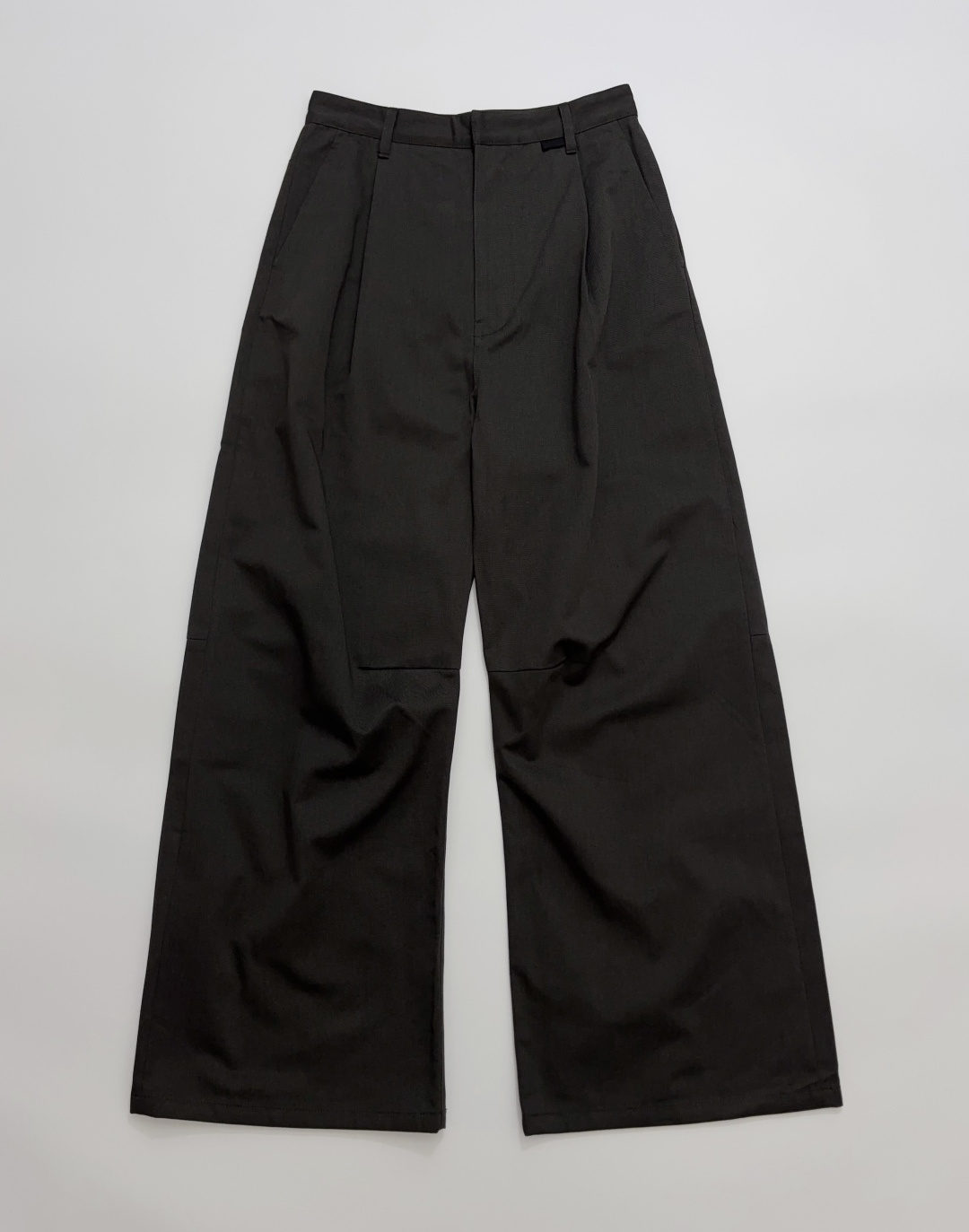 Dark Brown Sculptural Workwear Style Wide-Leg Trousers