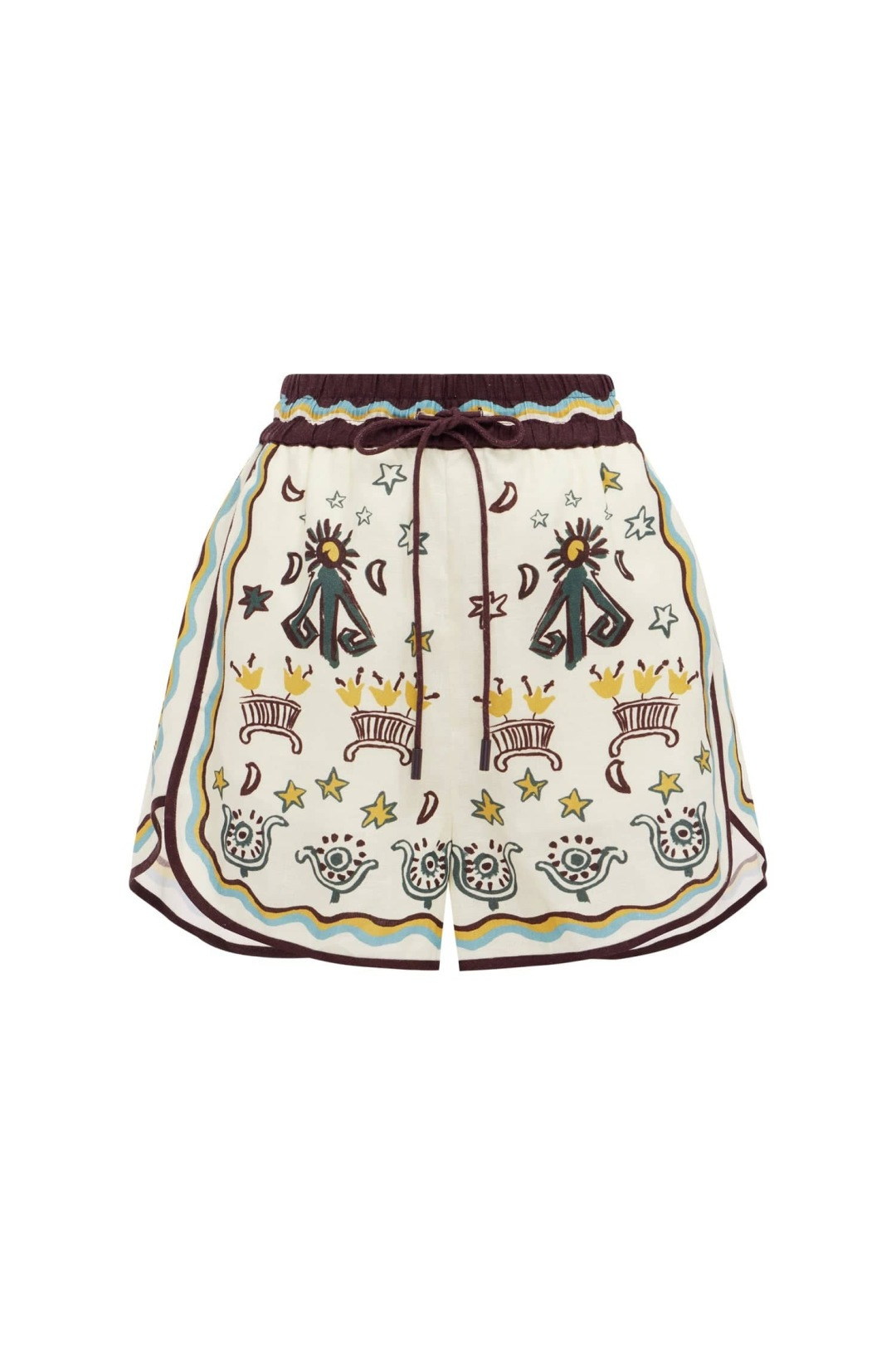 Alémais Abstract Print Elastic Waist Casual Shorts