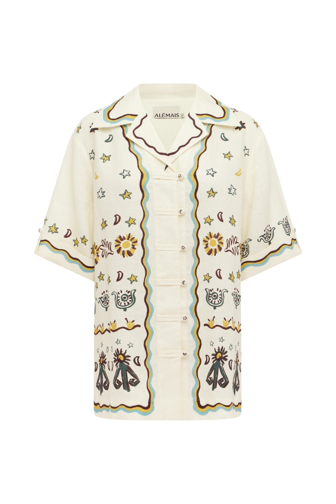 Alémais Abstract Print Loose Short Sleeve Shirt Top