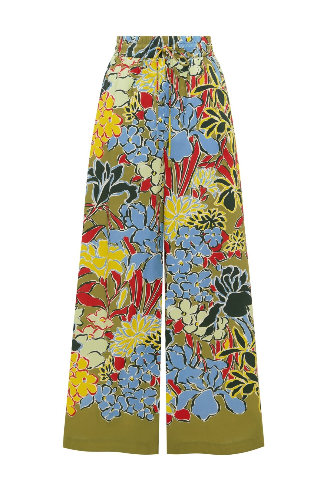 Alémais Multi-Color Floral Elastic Waist Wide-Leg Pants