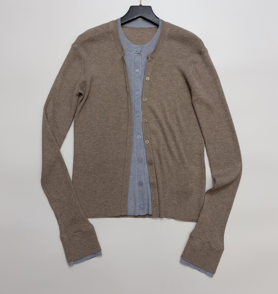 Acne Studios Faux Two-Piece Colorblock Slim Knit Cardigan