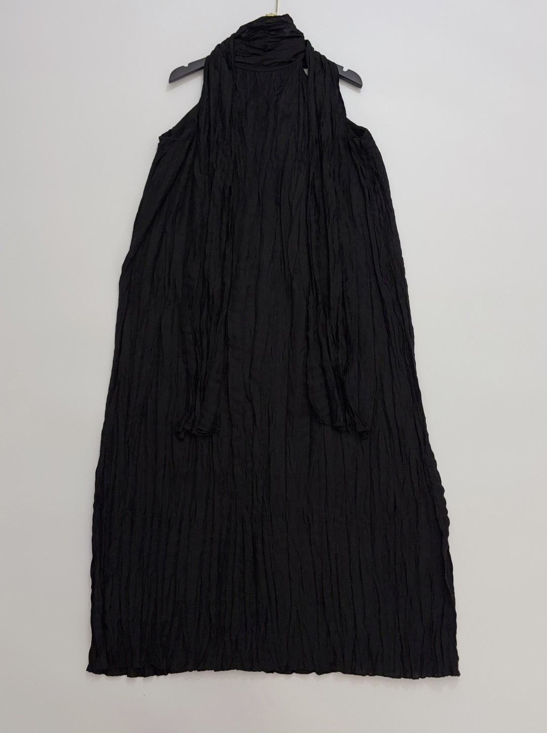 Issey Miyake Issey Pleated Stripe Mock Neck Relaxed Draped Dress